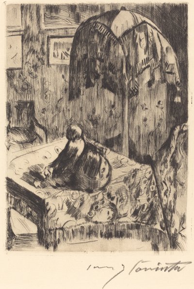 Interiér se stojací lampou, 1916. od Lovis Corinth