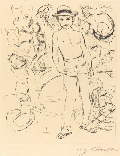 Chlapec v plavkách a slaměném klobouku Chlapec v plavkách a slaměném klobouku, 1915. od Lovis Corinth