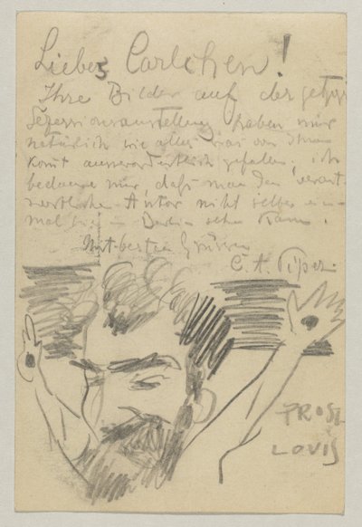Lovis Corinth Carlu Strathmannovi: pohlednice, razítko 16. ledna 1903 od Lovis Corinth