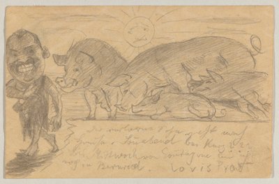 Lovis Corinth Carlu Strathmannovi: pohlednice, razítko 25. srpna 1899 od Lovis Corinth