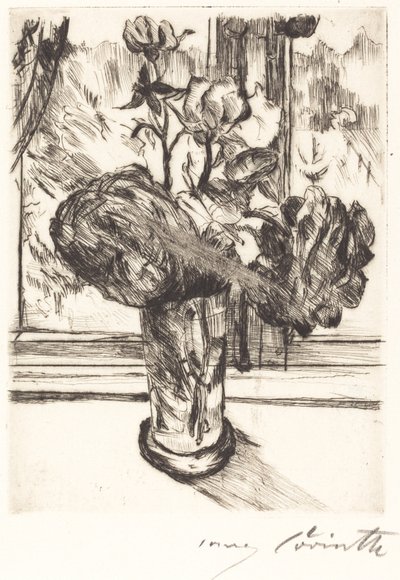 Růže ve sklenici vody od Lovis Corinth