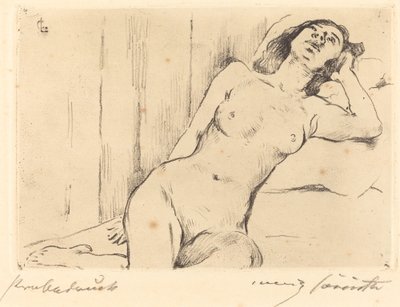 Odpočívající tříčtvrteční akt (ležící ženský akt) od Lovis Corinth