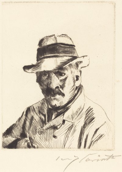 Autoportrét ve slaměném klobouku (Self-Portrait in a Straw Hat) od Lovis Corinth