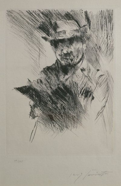 Autoportrét, cca 1920-21 (suchá jehla) od Lovis Corinth