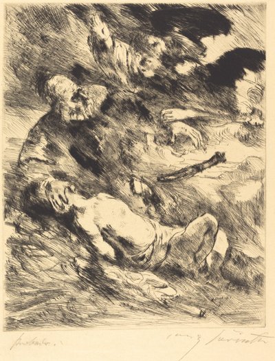 Obětování Izáka od Lovis Corinth after Rembrandt van Rijn