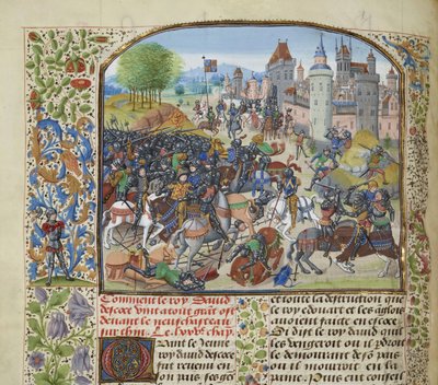 Bitva u Nevilleova kříže 17. října 1346, asi 1470-1475. od Loyset Liedet