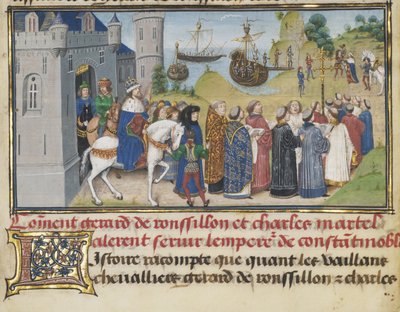 Byzantský císař vítá Roussillon a Martel, 1468-1470 od Loyset Liedet