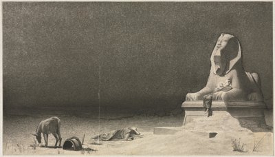 Zbytek na útěku do Egypta recto, Náčrt sfingy [] verso, c. 1879-80. od Luc Olivier Merson