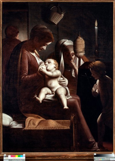 Panna a dítě se svatým Janem Křtitelem aneb „Panna svíce“ nebo „“Svatá rodina se svatou Annou a svatým Janem Křtitelem““ (Panna se svíčkou) Obraz Luca Cambiaso (1527-1585) od Luca Cambiaso