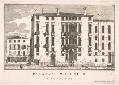 Deska 91: Pohled na palác Mocenigo v Campo San Stae, Benátky, 1703, z budov..., 1703. od Luca Carlevarijs