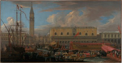 Bucintoro odlétající z Bacino di San Marco od Luca Carlevarijs