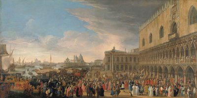 Vstup francouzského velvyslance do Benátek v roce 1706 Slavnostní vjezd Henri-Charlese Arnaulda de Pomponne, známého jako Abbé de Pomponne, do Benátek jako francouzský velvyslanec 10. května 1706 od Luca Carlevarijs