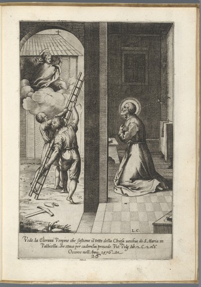 Filippo Neri vidí Marii, jak nese střechu Santa Maria ve Vallicelle Life of Saint Filippo Neri (název série) od Luca Ciamberlano