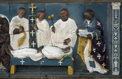 Pohřbívání mrtvých, detail, 1526-28 od Luca Della Robbia