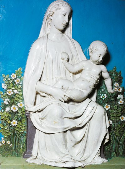 Madonna z růžové zahrady, kolem 1450-1455 (terakota) od Luca Della Robbia