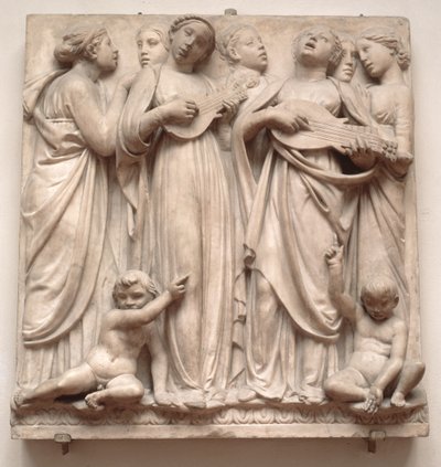 Zpívající andělé, reliéf z Kantorie, asi 1432-38 (mramor) od Luca Della Robbia