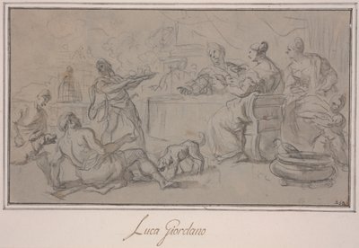 Banket bohatých (grafit a inkoust na papíře) od Luca Giordano