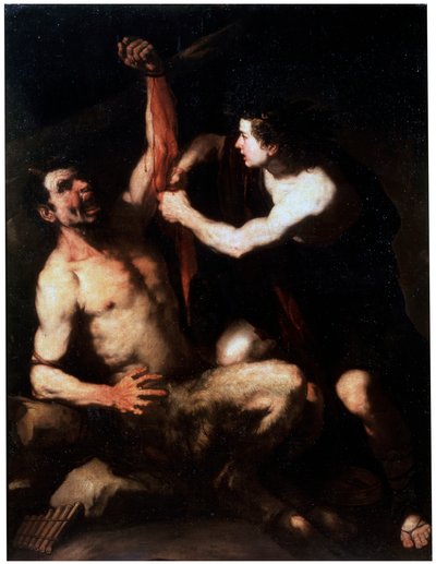 Marsyas a Apollo, počátek 1650 od Luca Giordano