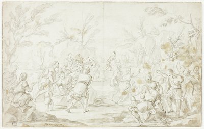 Mojžíš udeřil do skály od Luca Giordano