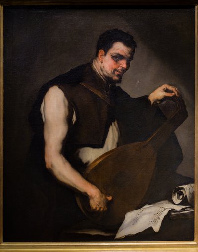 Hudebník ladí loutnu od Luca Giordano