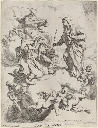 Svatá Anna přijata Pannou a Kristem od Luca Giordano