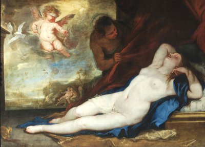 Spící Venuše, Amor a Satyr, c. 1670. od Luca Giordano