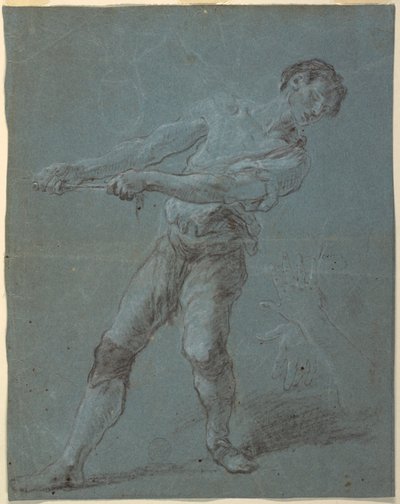 Mladý muž tahání lana od Luca Giordano