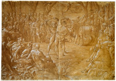 Boj mezi Entellem ze Sicílie a Dares of Troy, c1544 od Luca Penni