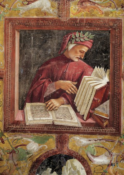 Itálie, region Umbria, Orvieto, katedrální kaple San Brizio, Dante Alighieri od Lucy Signorelli od Luca Signorelli