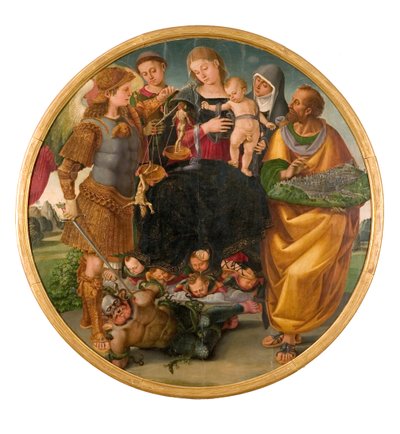 Madona a dítě mezi svatými Tondo Signorelli, 1510-1515. od Luca Signorelli