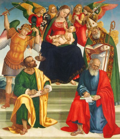 Madonna a dítě se svatými a anděly, střední nebo pozdní 1510s. od Luca Signorelli