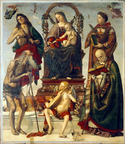 Pala of St Onuphrius, Madona s dítětem se svatými, od Lucy Signorelliho (asi 1445-1523), olej na dřevě, 221x189 cm. od Luca Signorelli