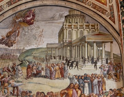 Kázání a fakta Antikrista, detail od Luca Signorelli
