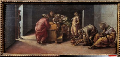 Narození svatého Jana Křtitele Obraz Lucy Signorelliho (1441-1523) 15. století Sun. 0,31 x 0,7 m od Luca Signorelli