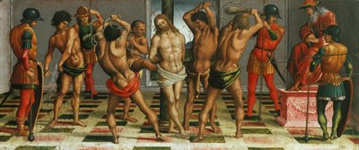 Bičování Krista Oplakávání nad mrtvým Kristem, panel Predella, 1502. od Luca Signorelli