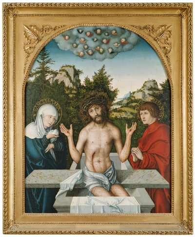 Schmerzensmann zwischen Maria und hl. Johannes od Lucas Cranach