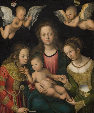 Virgin and Child with the Saints Catherine and Barbara   1278005   cs       czech Successfully Translated  Original: I Sat at her Feet While she Drilled the Island Language into Me, from Sinbad in Burrator, by Arthur Quiller-Couch (1863-1944), published in od Lucas Cranach d.Æ.
