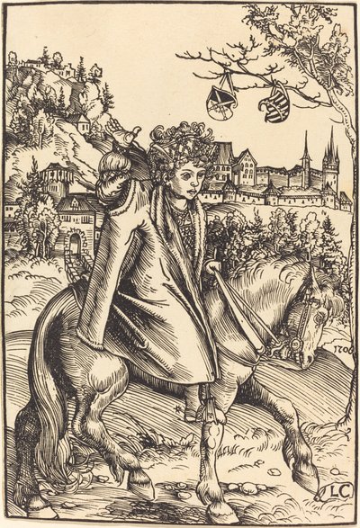Saský princ na koni od Lucas Cranach the Elder