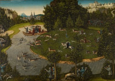 Lov na jelena s kurfiřtem Fridrichem Moudrým od Lucas Cranach the Elder