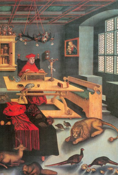 Kardinál Albrecht Braniborský jako svatý Jeroným od Lucas Cranach the Elder