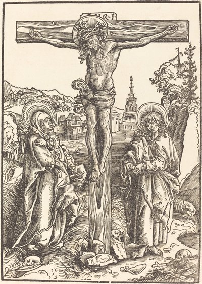 Kristus na kříži mezi Pannou Marií a svatým Janem od Lucas Cranach the Elder