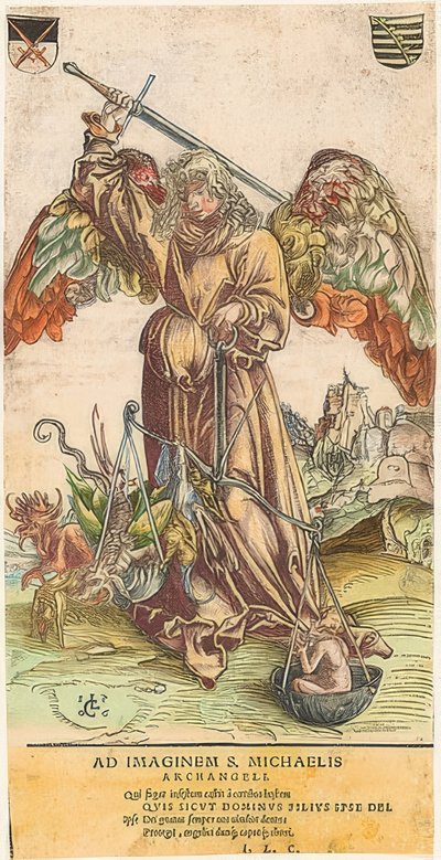 Svatý Michael jako vážící duše od Lucas Cranach the Elder