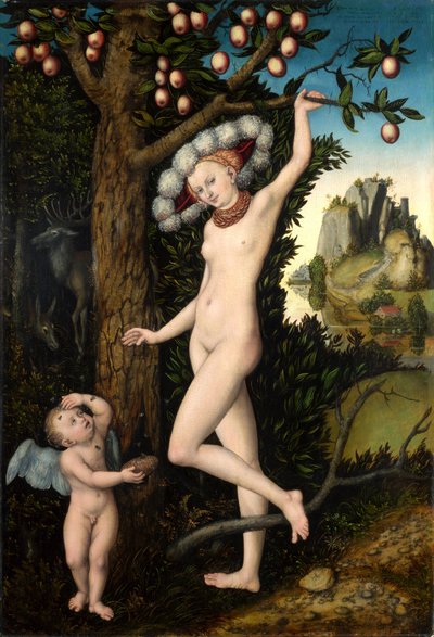 Německy: Amor beklagt sich bei Venus Amor si stěžuje Venuši od Lucas Cranach the Elder