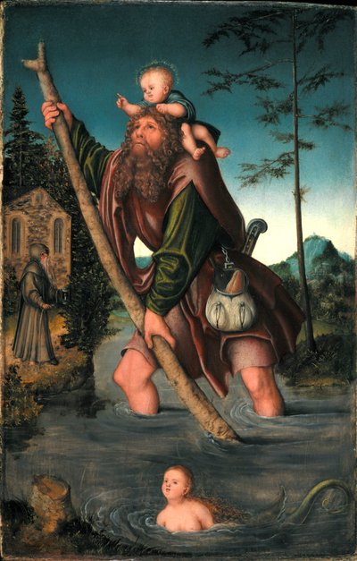 Německy: Der heilige Christophorus Saint Christopher od Lucas Cranach the Elder