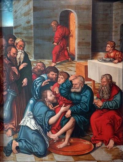 Německy: Die Fußwaschung der Apostel Cycle of Passion: Kristus umývá apoštolům nohy od Lucas Cranach the Elder