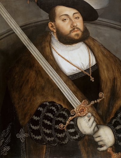 Německy: Johann Friedrich I, der Großmütige (1503-1554), saský kurfiřt Johann Friedrich I, Velkomyslný, saský kurfiřt od Lucas Cranach the Elder