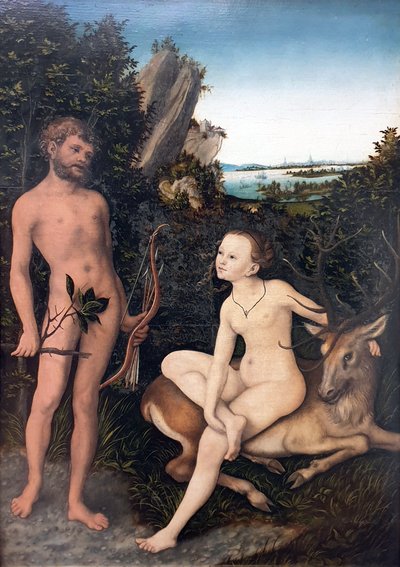 Německy: Landschaft mit Apoll und Diana Apollo a Diana v zalesněné krajině od Lucas Cranach the Elder