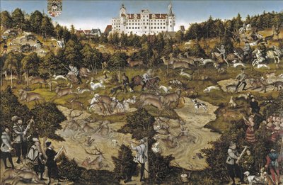 Lov na počest císaře Karla V. na zámku Torgau od Lucas Cranach the Elder