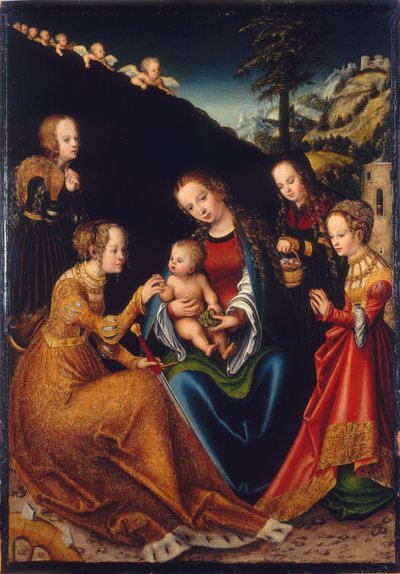 Svatba svaté Kateřiny od Lucas Cranach the Elder