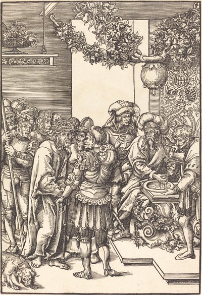 Pilát si myje ruce od Lucas Cranach the Elder